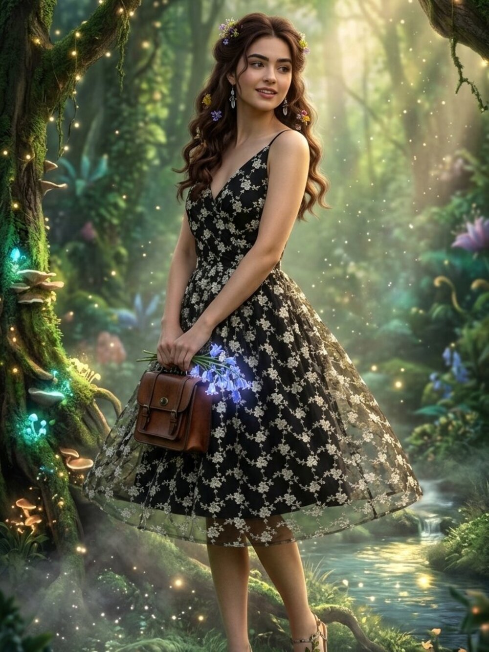 cupcakes & cashmere Kaelyn Floral Metallic Embroidery Mesh Whimsigoth Dress 3197